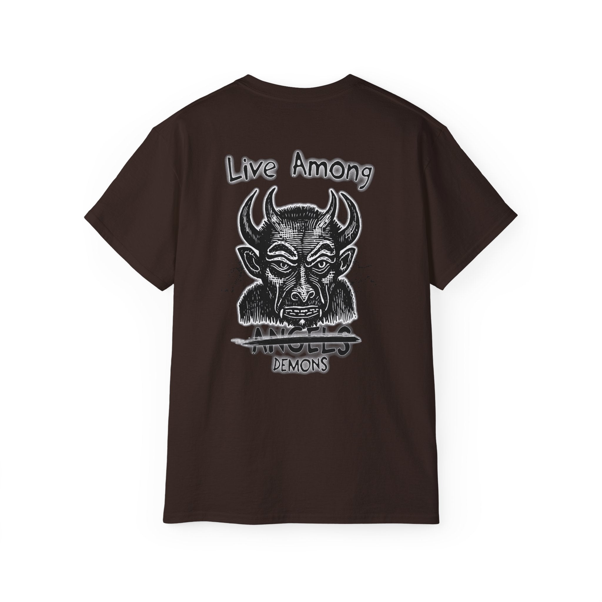 Live Among Demons - Unisex Cotton Tee (Back) - Damned Threads